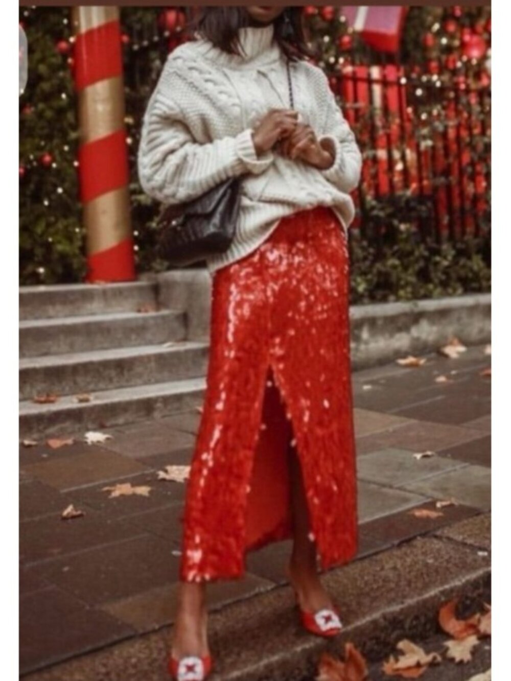 Anthropologie Maeve Sequin Midi Skirt Size 12 Coral Orange Paillette Party - Picture 13 of 14